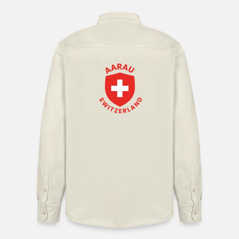 Conception du bouclier d’Aarau Suisse - Chemise unisexe coupe décontractée bio Stanley/Stella - écru doux