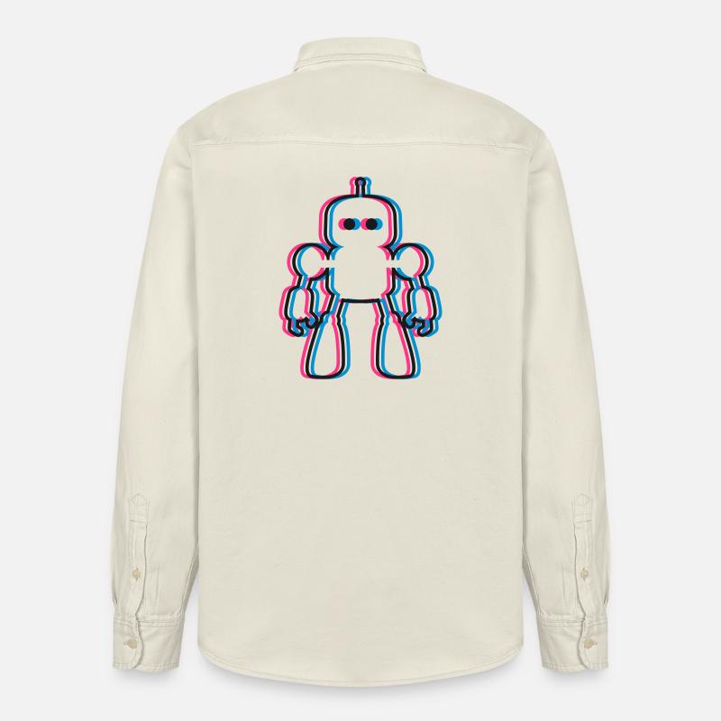 Roboter 3D Effekt KI Sci-Fi  - Relaxed Fit Unisex Organic Hemd von Stanley/Stella - Natur