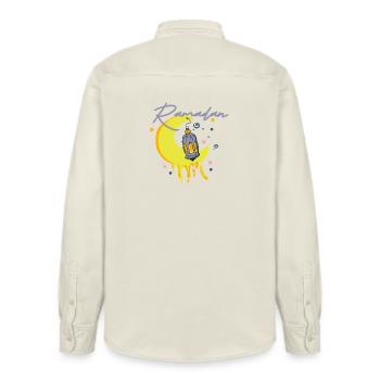 Ramadan  - Relaxed Fit Unisex Organic Hemd von Stanley/Stella - Natur - Hinten - AI Model Male 178 light (178cm)