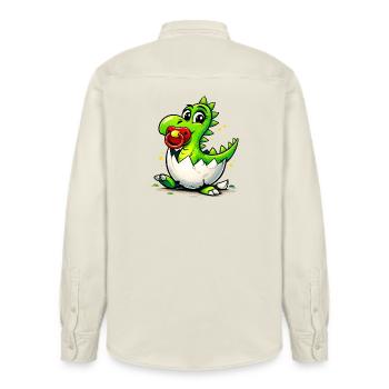 Baby Dragon with Pacifier - Relaxed Fit Unisex Organic Shirt by Stanley/Stella - soft Ecru - Back - AI Model Male 178 light (178cm)