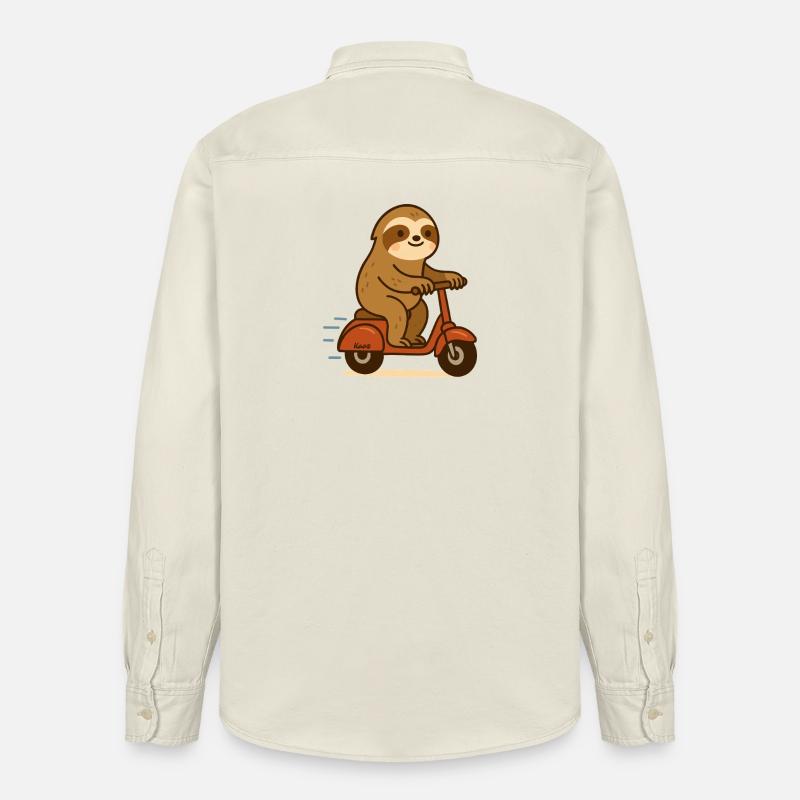 Faultier auf Roller - Relaxed Fit Unisex Organic Hemd von Stanley/Stella - Natur