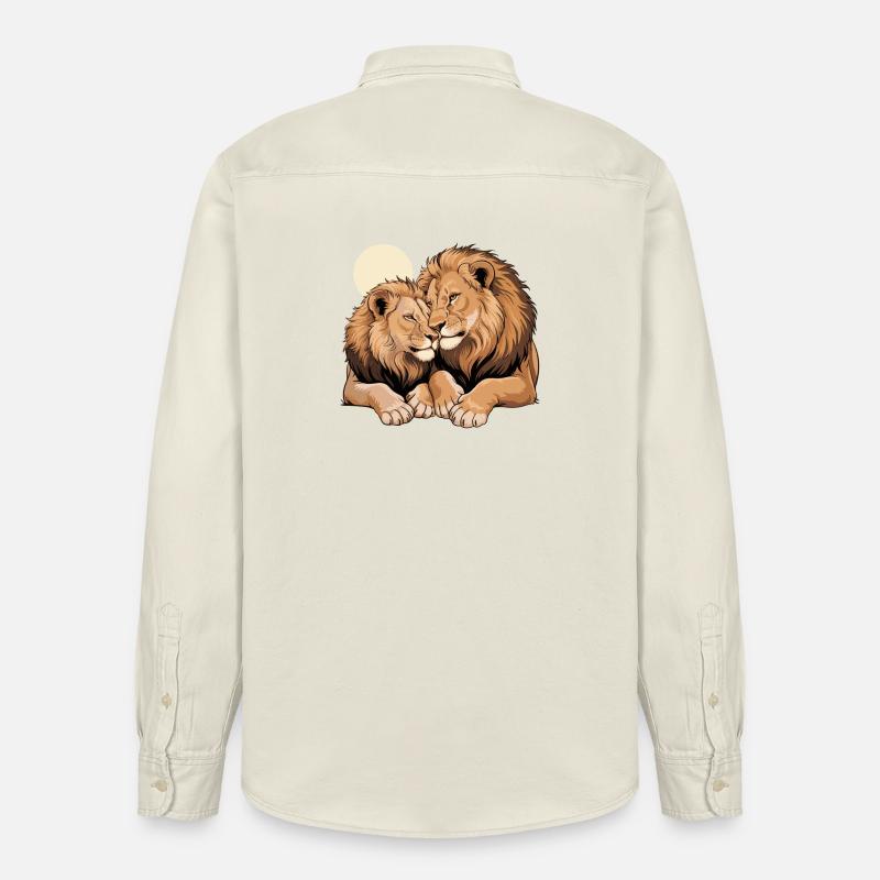 Löwe Paar Valentinstag - Relaxed Fit Unisex Organic Hemd von Stanley/Stella - Natur