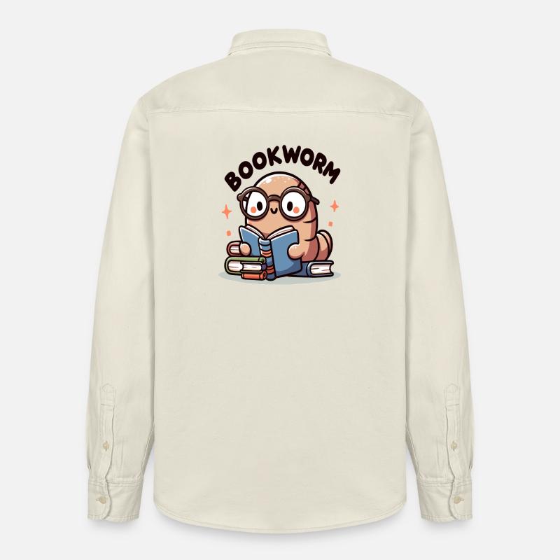 Spectacle bookworm while reading - Stanley/Stella Unisex Work Shirt - soft Ecru