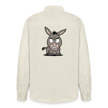 Wütender Esel Cartoon - Relaxed Fit Unisex Organic Hemd von Stanley/Stella - Natur - Hinten - AI Model Male 178 light (178cm)