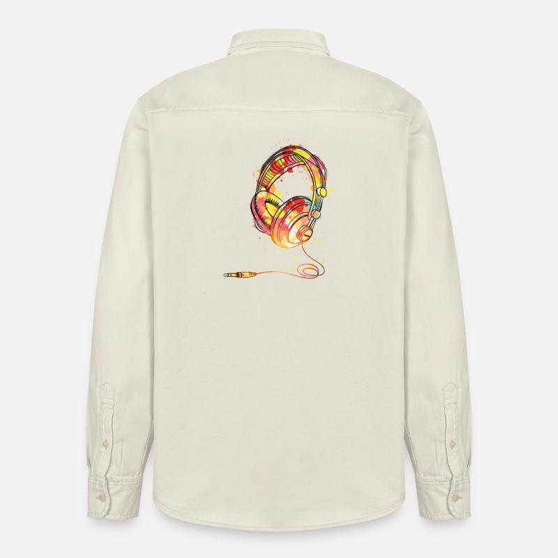 Bunte Kopfhörer-Splash-Illustration - Relaxed Fit Unisex Organic Hemd von Stanley/Stella - Natur