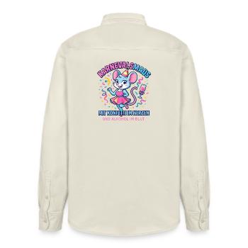 Karneval Maus Konfetti Herz Spruch Fastnacht  - Relaxed Fit Unisex Organic Hemd von Stanley/Stella - Natur - Hinten - AI Model Male 178 light (178cm)