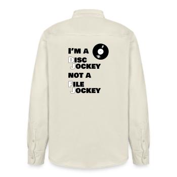 I'm a Disk Jokey, not a File Jockey - Relaxed Fit Unisex Organic Shirt by Stanley/Stella - soft Ecru - Back - AI Model Male 178 light (178cm)