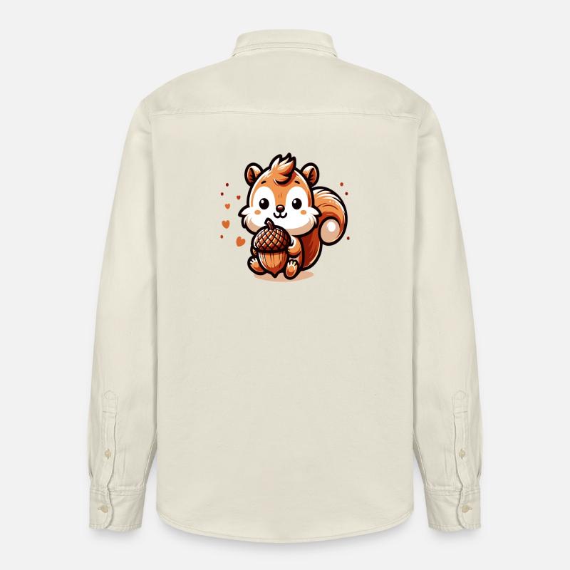 Süßes Eichhörnchen mit Herz-Eichel - Relaxed Fit Unisex Organic Hemd von Stanley/Stella - Natur