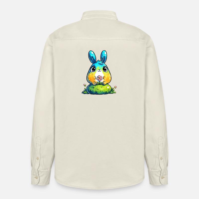 Lapin aquarelle avec fleur - Chemise unisexe coupe décontractée bio Stanley/Stella - écru doux