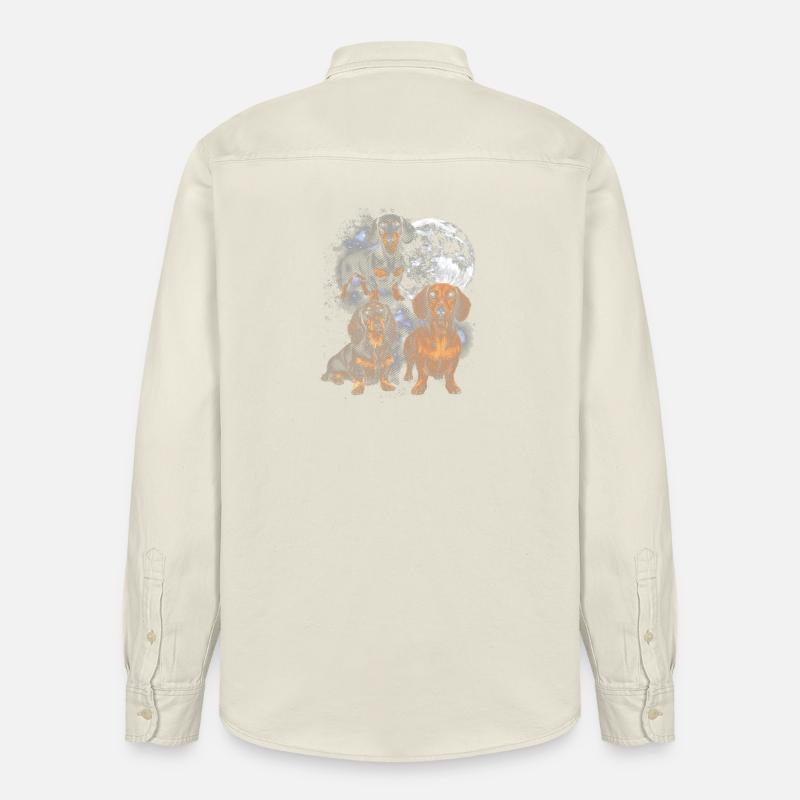 Teckel dans la lune spatiale - Chemise unisexe coupe décontractée bio Stanley/Stella - écru doux