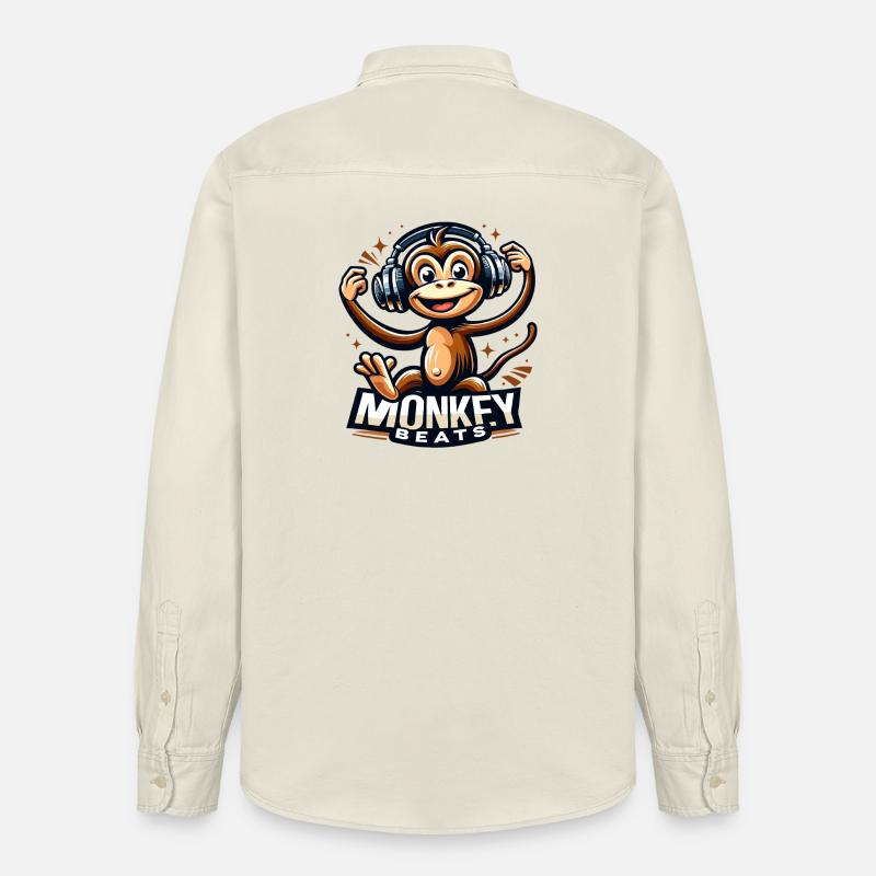 Monkey Beats Kopfhörer DJ - Relaxed Fit Unisex Organic Hemd von Stanley/Stella - Natur