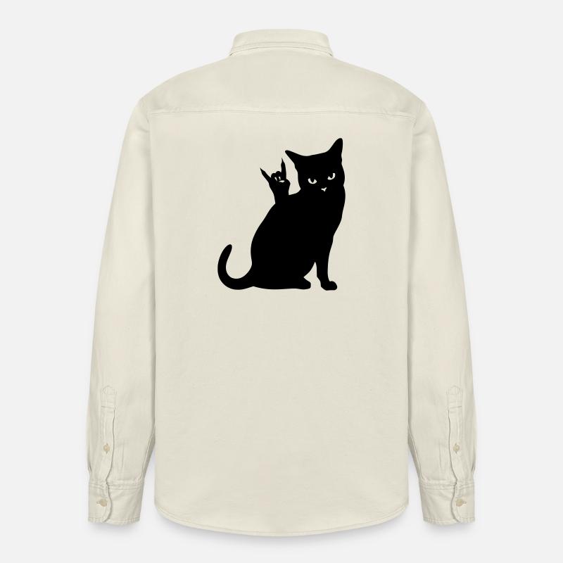 Schwarze Katze – Devil Horns Silhouette - Relaxed Fit Unisex Organic Hemd von Stanley/Stella - Natur