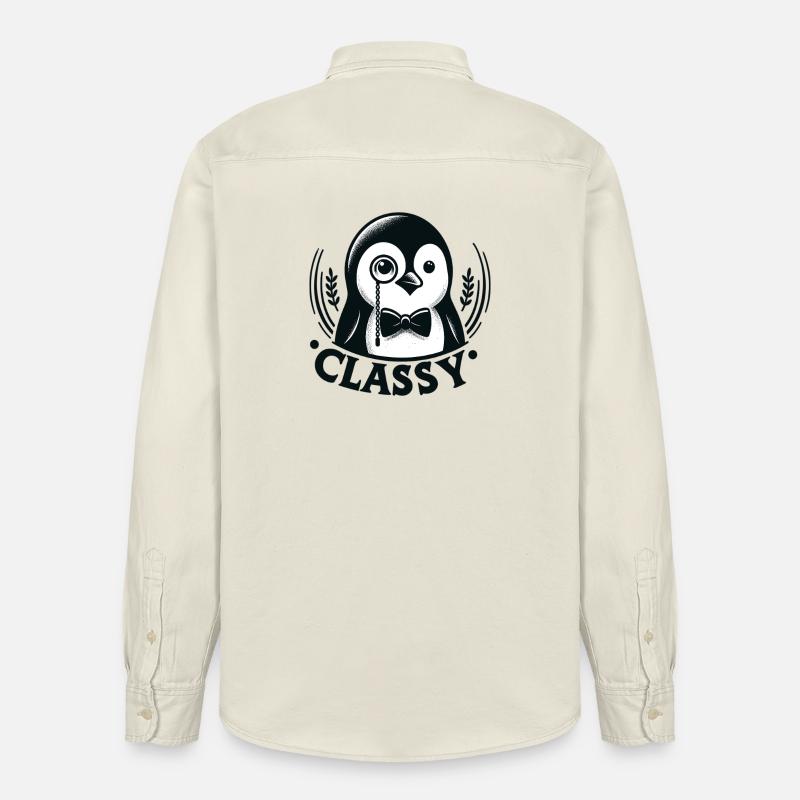 Pinguino elegante con monocolo - Camicia unisex vestibilità rilassata bio di Stanley/Stella - ecru morbido