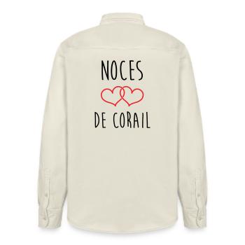 Noces de Corail 11 ans de mariage - Chemise unisexe coupe décontractée bio Stanley/Stella - écru doux - Dos - AI Model Male 178 light (178cm)