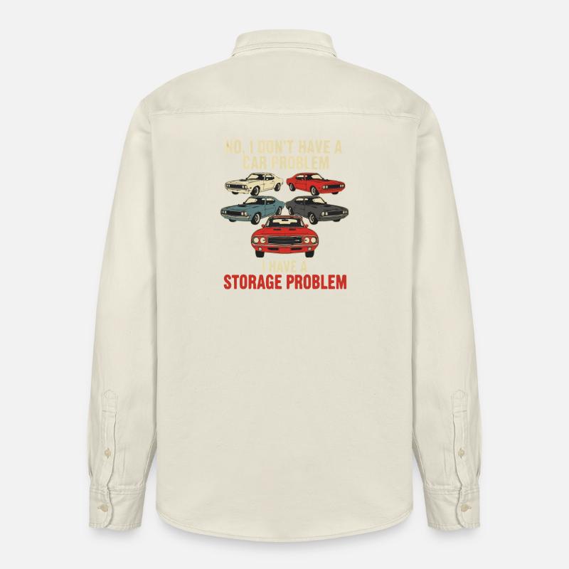 Storage Problem Car Meme Tee - Relaxed Fit Unisex Organic Shirt by Stanley/Stella - soft Ecru