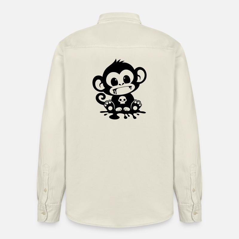 Spooky Affe mit Totenkopf - Relaxed Fit Unisex Organic Hemd von Stanley/Stella - Natur