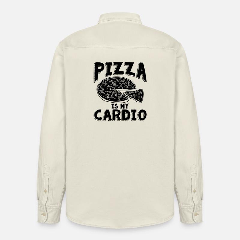 La pizza, c’est du cardio - Chemise unisexe coupe décontractée bio Stanley/Stella - écru doux