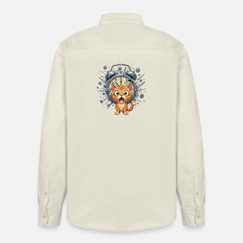 Chat steampunk devant Clockwork - Chemise unisexe coupe décontractée bio Stanley/Stella - écru doux