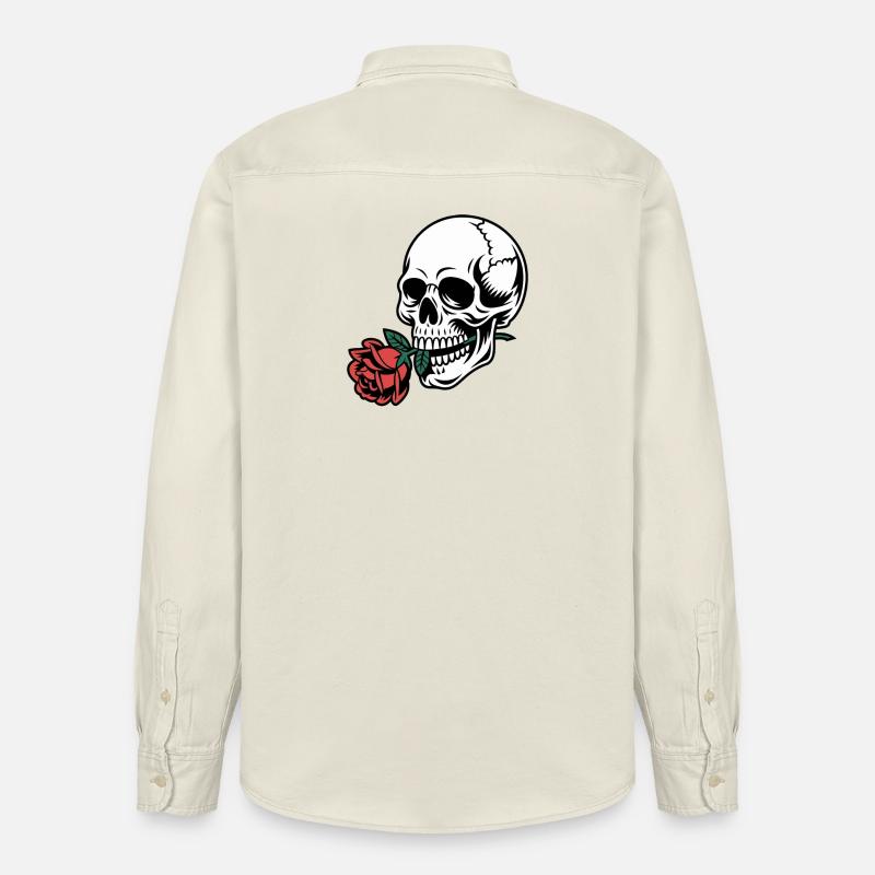Rockabilly Skull – Rose Statement Gothic Love - Relaxed Fit Unisex Organic Hemd von Stanley/Stella - Natur