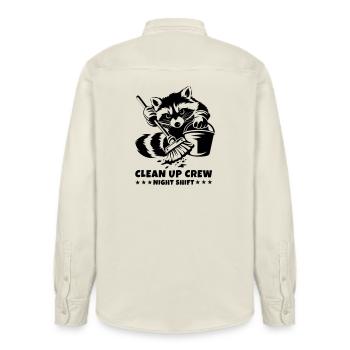 Clean Up Crew – Night Shift Raccoon - Relaxed Fit Unisex Organic Shirt by Stanley/Stella - soft Ecru - Back - AI Model Male 178 light (178cm)