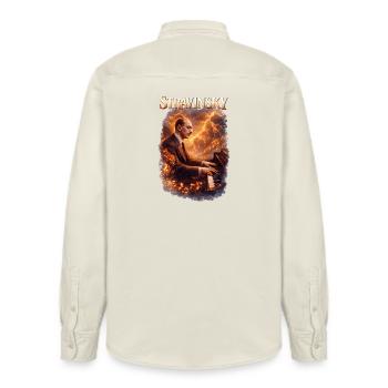 Stravinsky Piano Fire - Relaxed Fit Unisex Organic Shirt by Stanley/Stella - soft Ecru - Back - AI Model Male 178 light (178cm)