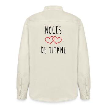 Noces de Titane 72 ans de mariage - Chemise unisexe coupe décontractée bio Stanley/Stella - écru doux - Dos - AI Model Male 178 light (178cm)