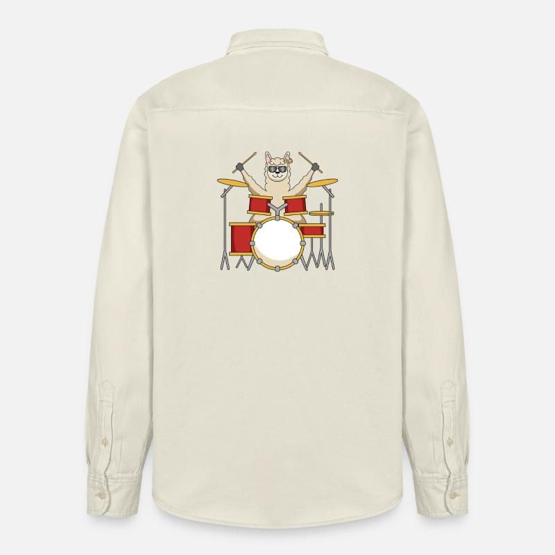 Dessin animé du batteur Llama Cool - Chemise unisexe coupe décontractée bio Stanley/Stella - écru doux