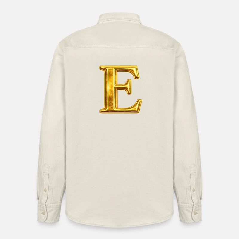 Design du monogramme Golden E - Chemise unisexe coupe décontractée bio Stanley/Stella - écru doux