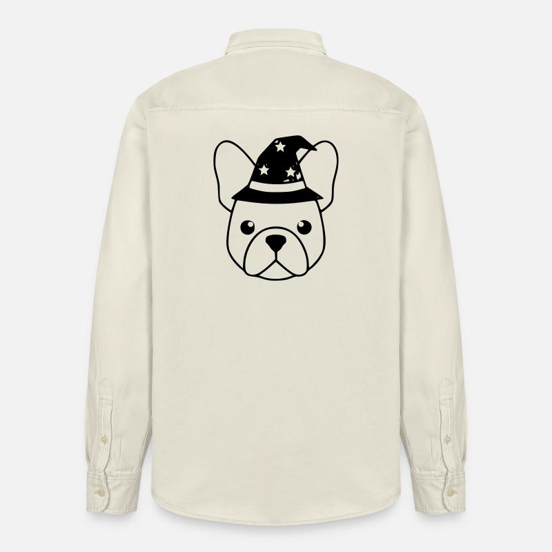 Frenchie Zauberer Hut Outline - Relaxed Fit Unisex Organic Hemd von Stanley/Stella - Natur