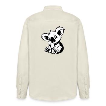 Cute koala sitting playfully - Relaxed Fit Unisex Organic Shirt by Stanley/Stella - soft Ecru - Back - AI Model Male 178 light (178cm)