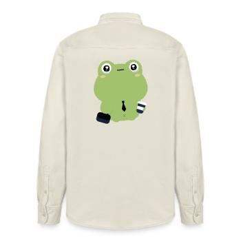 Tired Office Frog in Tie - Relaxed Fit Unisex Organic Shirt by Stanley/Stella - soft Ecru - Back - AI Model Male 178 light (178cm)