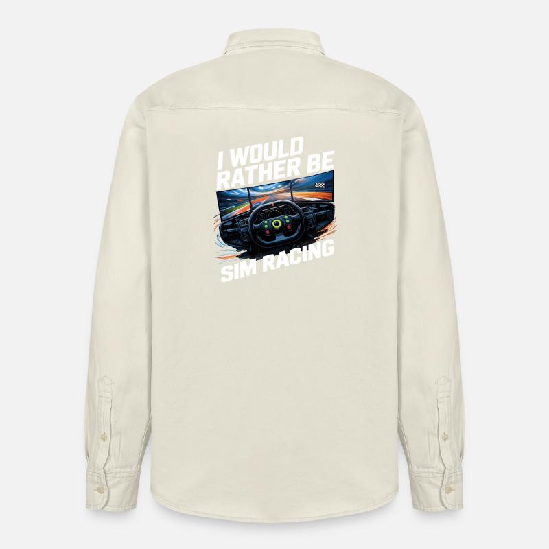 I'd rather do sim racing - Relaxed Fit Unisex Organic Shirt by Stanley/Stella - soft Ecru