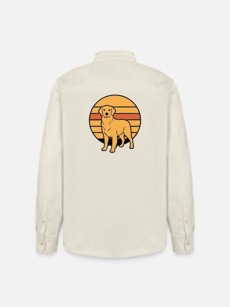 Dog Retriever Retro Sunset - Relaxed Fit Unisex Organic Shirt by Stanley/Stella - soft Ecru
