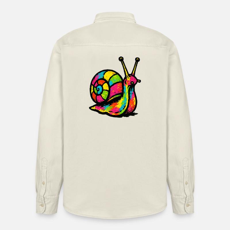 Escargot Arc-en-ciel : Gastéropode Pop Art - Chemise unisexe coupe décontractée bio Stanley/Stella - écru doux