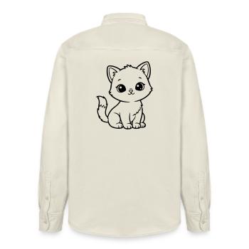 Cute Baby Cat – Black & White Kitten - Relaxed Fit Unisex Organic Shirt by Stanley/Stella - soft Ecru - Back - AI Model Male 178 light (178cm)