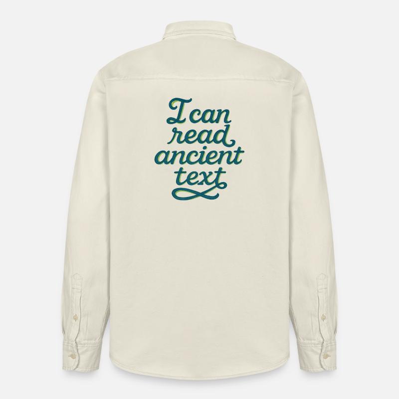 Ancient Script Tee - Relaxed Fit Unisex Organic Shirt by Stanley/Stella - soft Ecru