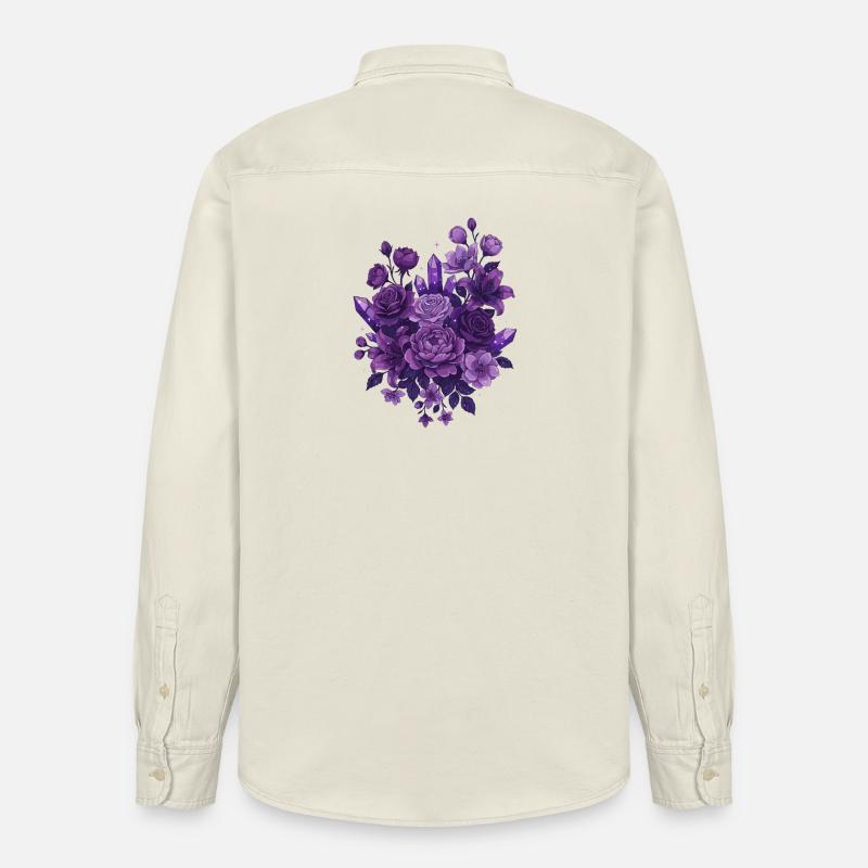 Bouquet de cristaux violets - Chemise unisexe coupe décontractée bio Stanley/Stella - écru doux