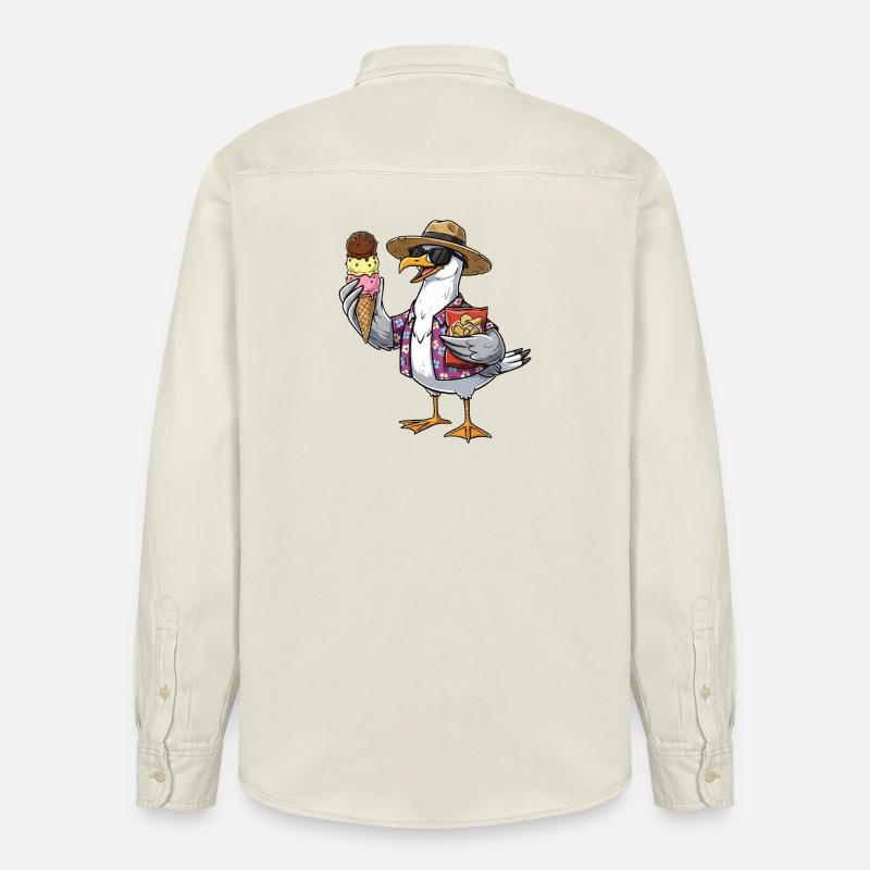 Lustige Strandmöwe Mit Eistüte - Relaxed Fit Unisex Organic Hemd von Stanley/Stella - Natur