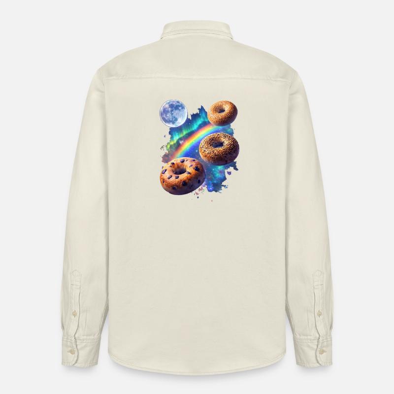 Kosmische Donuts über Regenbogenraum - Relaxed Fit Unisex Organic Hemd von Stanley/Stella - Natur