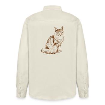 Majestic MaineCoon Minimalist Brown color Drawing - Relaxed Fit Unisex Organic Hemd von Stanley/Stella - Natur - Hinten - AI Model Male 178 light (178cm)