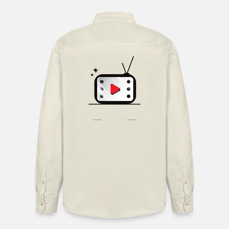 Retro TV Play Button Muster - Relaxed Fit Unisex Organic Hemd von Stanley/Stella - Natur