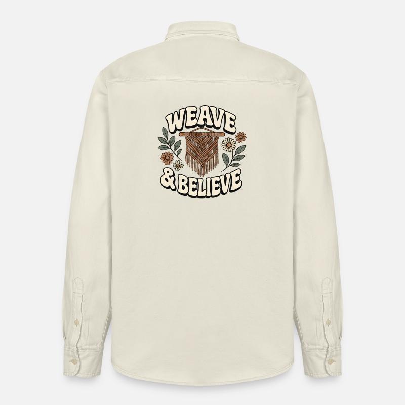 Weben & glauben | Makramee Boho - Relaxed Fit Unisex Organic Hemd von Stanley/Stella - Natur