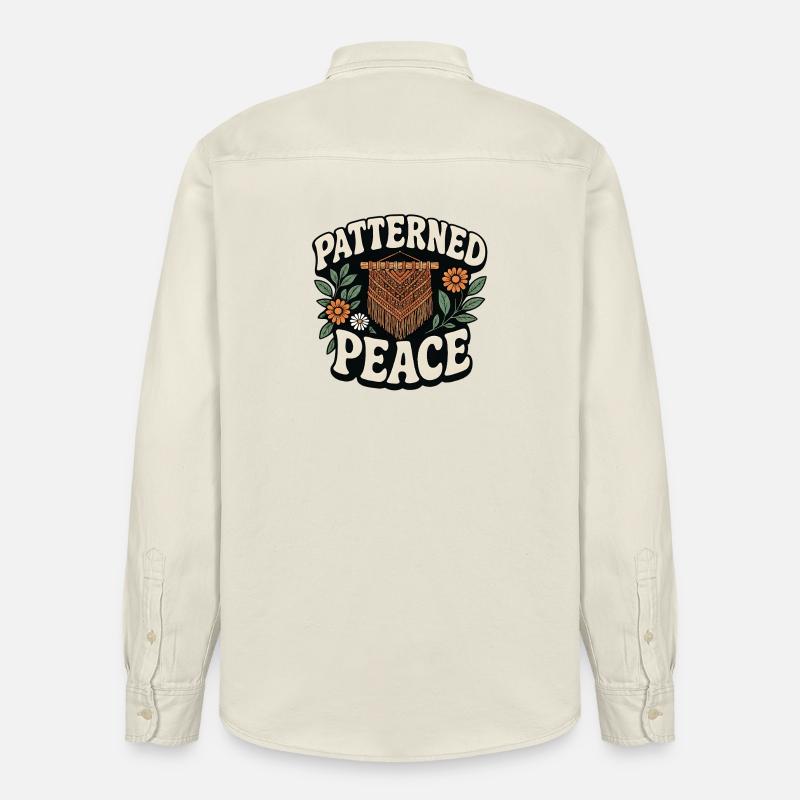 Gemusterte Ruhe | Makramee Boho - Relaxed Fit Unisex Organic Hemd von Stanley/Stella - Natur