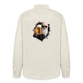 Charles Darwin tient une bière - Chemise unisexe coupe décontractée bio Stanley/Stella - écru doux - Dos - AI Model Male 178 light (178cm)