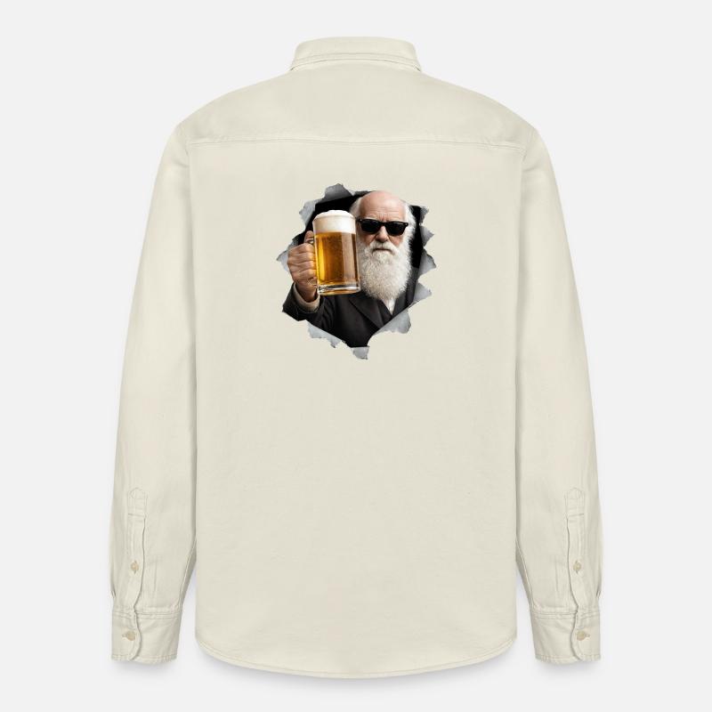 Charles Darwin hält ein Bier - Relaxed Fit Unisex Organic Hemd von Stanley/Stella - Natur