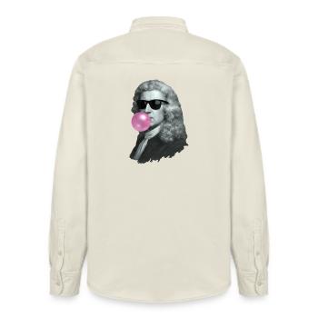 Isaac Newton mit Kaugummi und Sonnenbrille - Relaxed Fit Unisex Organic Hemd von Stanley/Stella - Natur - Hinten - AI Model Male 178 light (178cm)