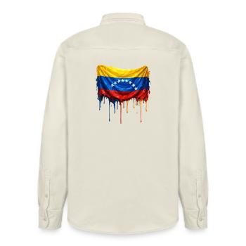 Venezuela Drop Flag - Relaxed Fit Unisex Organic Shirt by Stanley/Stella - soft Ecru - Back - AI Model Male 178 light (178cm)