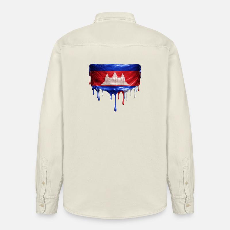 Drapeau de largage d’Angkor Wat - Chemise unisexe coupe décontractée bio Stanley/Stella - écru doux
