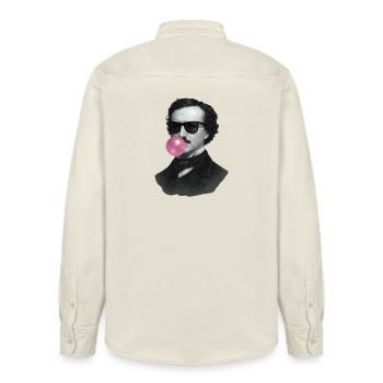 Edgar Allan Poe mit Kaugummi und Sonnenbrille - Relaxed Fit Unisex Organic Hemd von Stanley/Stella - Natur - Hinten - AI Model Male 178 light (178cm)