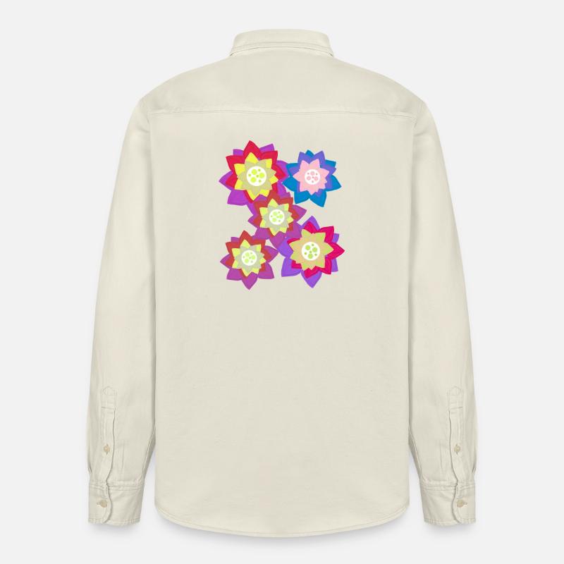 Mandala des Fleurs Fleurs en Fleurs - Chemise unisexe coupe décontractée bio Stanley/Stella - écru doux